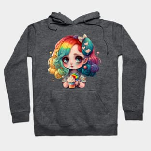 Rainbow sweet hair girl Hoodie